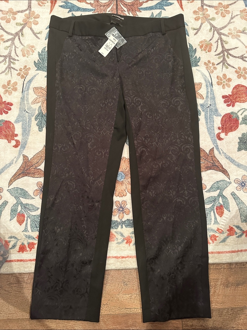 Express black Jacquard Front Panel Dress Pants